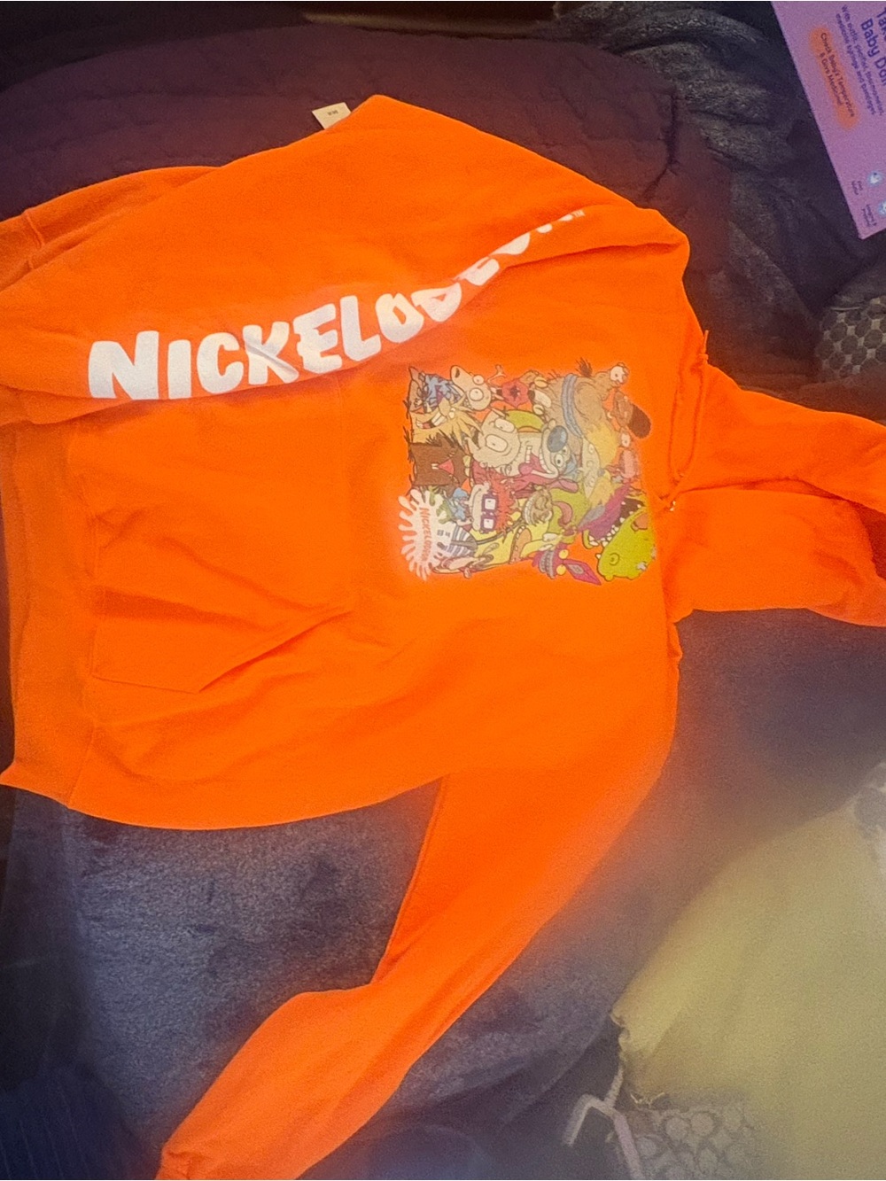 Nickelodeon Orange Hoodie with Classic Cartoon Graphic